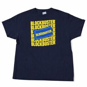 Blockbuster Video Logo Graphic 4XLB T-Shirt Navy Blue Movie Rental Tee